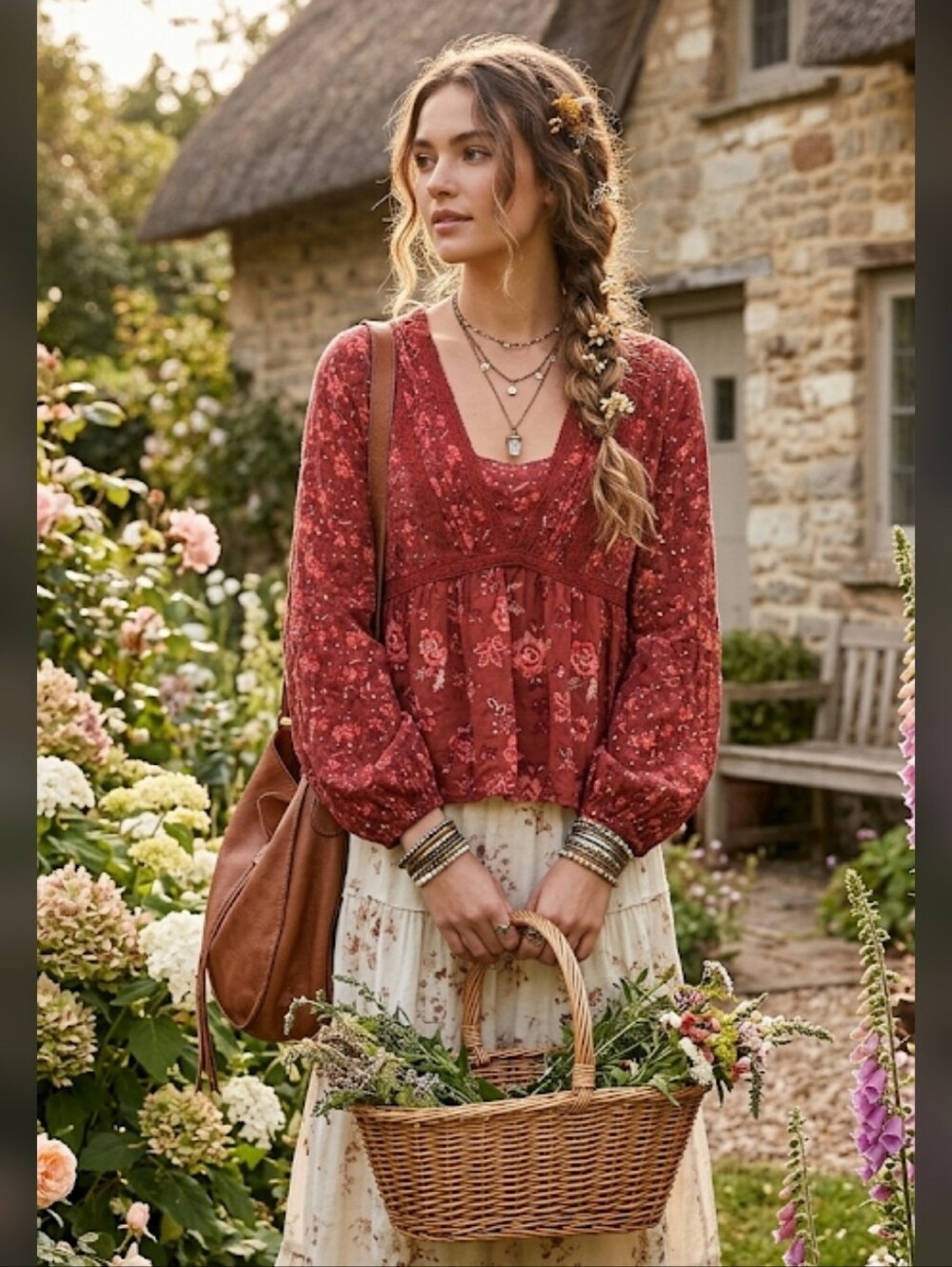 NWT Penelope Rose Babydoll Cottagecore Top Blouse M Prairie Boho
